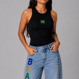 Regata Bandeira Essencial bordada preto