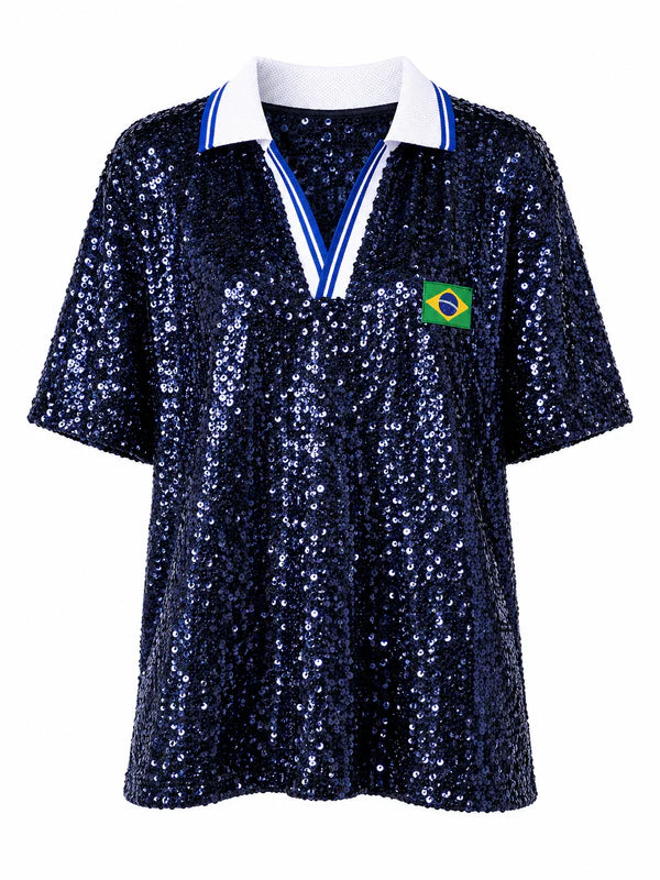 Camisa Polo Paetê Pátria Glamour