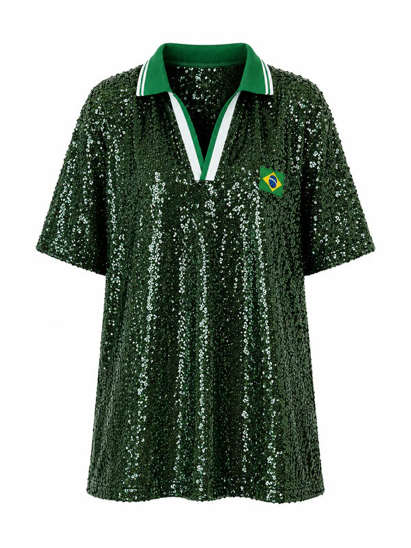 Camisa Polo Paetê Pátria Glamour