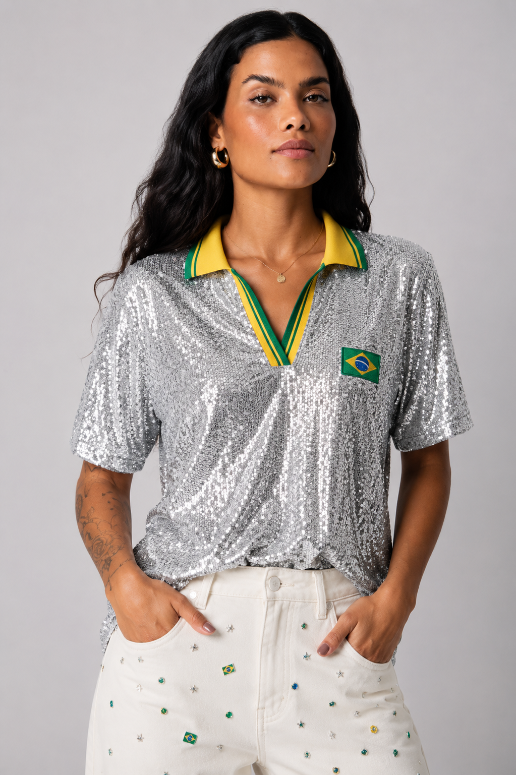 Camisa Paetê Brasil