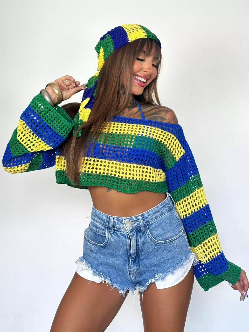 Kit Brasil Vibe – Cropped & Lenço