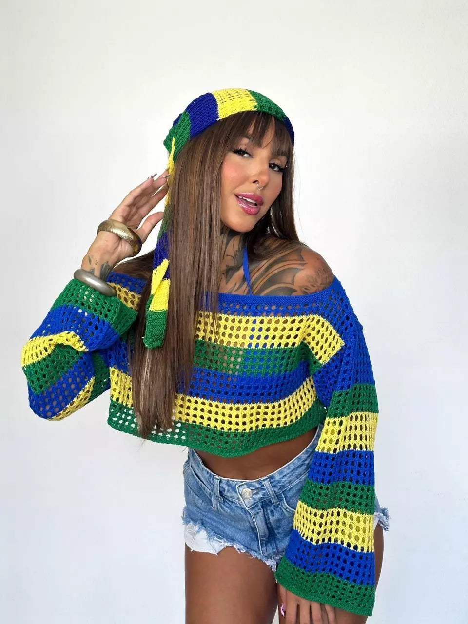 Kit Brasil Vibe – Cropped & Lenço